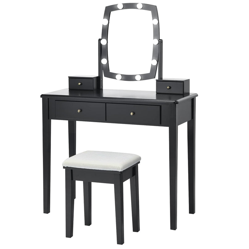 Giantex Modern Bedroom Makeup Desk Dressing Table with Cushioned Stool for Girls Women