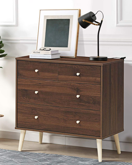 Giantex 4-Drawer Dresser, Free-Standing Chest Wood Legs and Sliding Rail