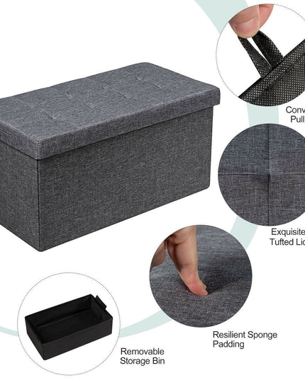 Storage Ottoman Footrest 31.5 Inch Fold-able Toy Organizers