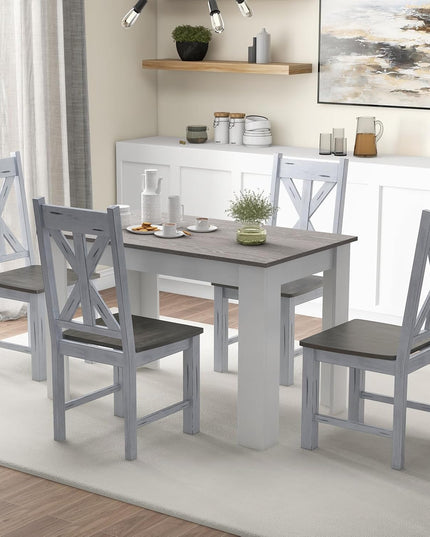 Giantex Retro Wooden Dining Chairs Set, Farmhouse Kitchen Chairs w/Rubber Wood Frame, Elegant Hollowed Backrest