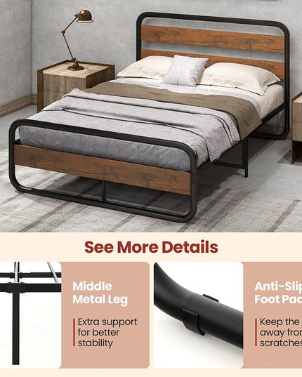 Full Size Metal Bed Frame, Platform Bed - Giantex