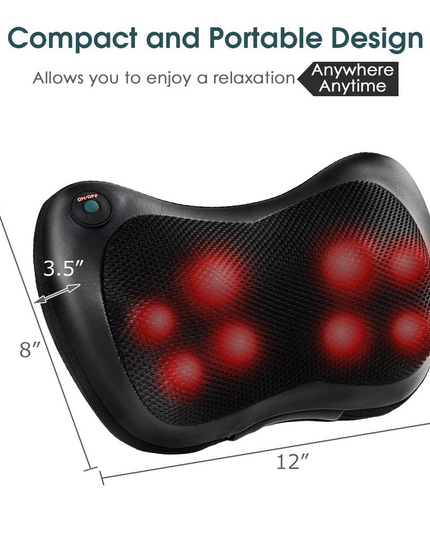Giantex Shiatsu Back Neck Massager with Heat, Kneading Massage Pillow for Muscle Pain Relief