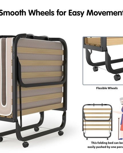 Rollaway Folding Bed with 4 Inch Mattress
