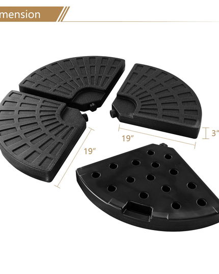Giantex Patio Offset Umbrella Base Stand w/Sand/Water Filled 4-Pieces Base Plates (Round Base) - Giantexus