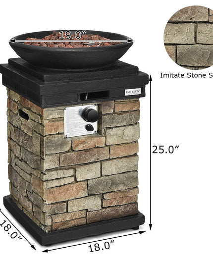 Propane Firebowl Column, 40,000 BTU Outdoor Gas Fire Pit