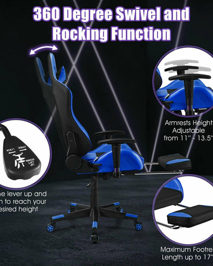 Massage Gaming Chair, Adjustable High Back with Health Massager Lumbar Support