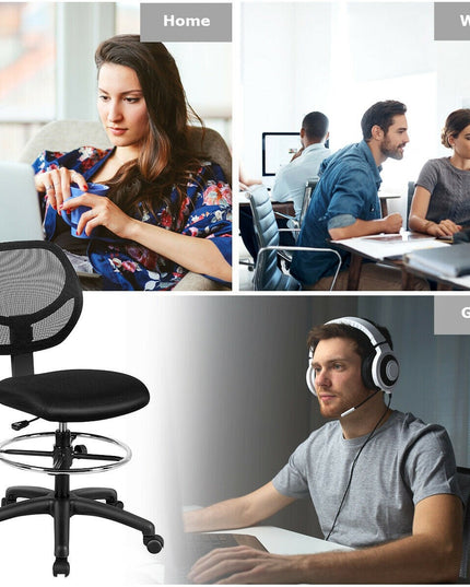 Mesh Drafting Chair, Standing Desk Chair w/Footrest Ring