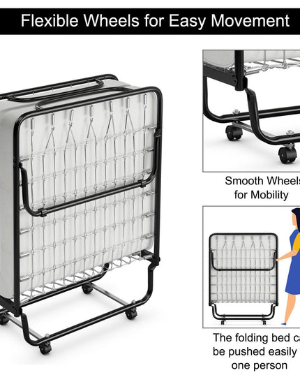 Rollaway Folding Bed with 4 Inch Mattress