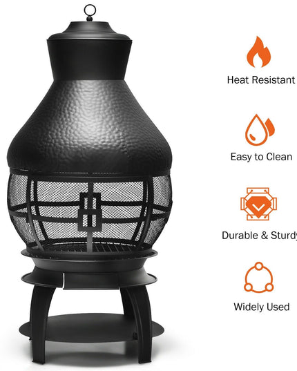 Wood Burning Chiminea, Heavy Duty Fireplace Wooden Chiminea Fire Pit