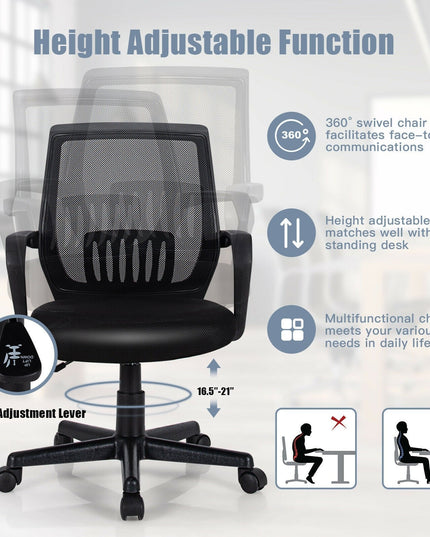 Mesh Office Chair, Mid Back Computer Desk Chair, Ergonomic Executive Chair
