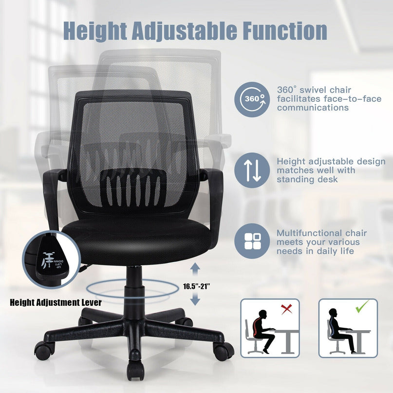 Mesh Office Chair, Mid Back Computer Desk Chair, Ergonomic Executive Chair