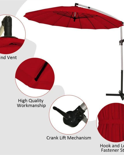 10FT Patio Offset Umbrella, Cantilever Outdoor Umbrella with Easy Tilt Adjustment - Giantexus
