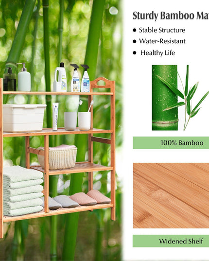 4-Tier Shoe Rack, Bamboo Shoe and Boot Rack 12-14 Pairs - Giantexus