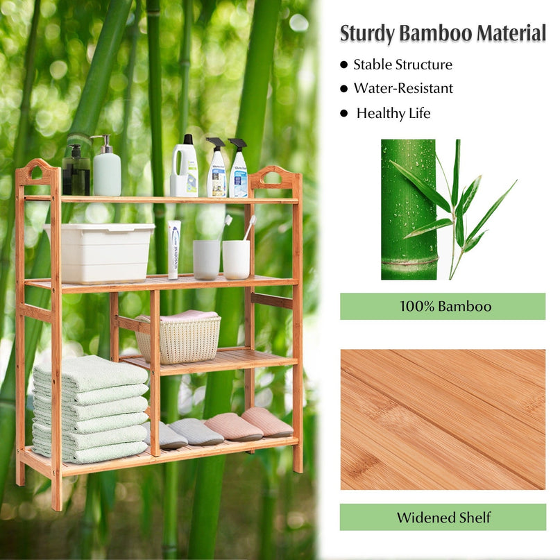 4-Tier Shoe Rack, Bamboo Shoe and Boot Rack 12-14 Pairs - Giantexus
