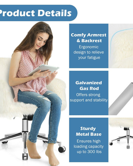 Fluffy Faux Fur Vanity Chair - Giantex