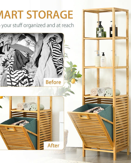 63" Tilt Out Laundry Hamper and 4-Tier Storage Shelves