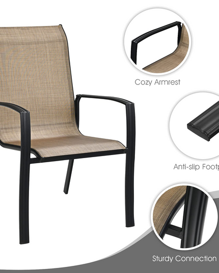 Giantex Metal Camping Chairs with High Backrest Armrest for Porch Deck Pool Beach Yard