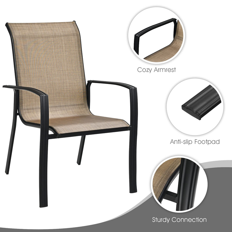 Giantex Metal Camping Chairs with High Backrest Armrest for Porch Deck Pool Beach Yard