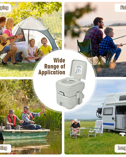 Portable Toilet 5.3 Gallon with Powerful Push Pump