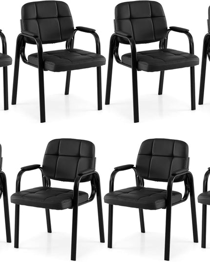 Fauteuils de réception de bureau en cuir Giantex avec accoudoirs rembourrés