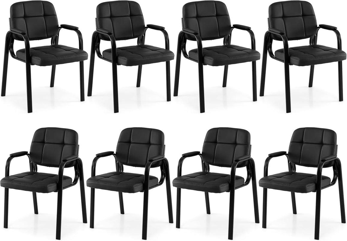 Fauteuils de réception de bureau en cuir Giantex avec accoudoirs rembourrés