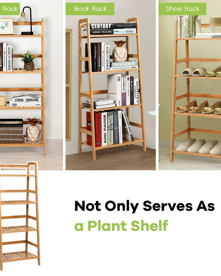 4-Tier Ladder Shelf Plant Stand, Bamboo Flower Pots Holder Display Rack - Giantexus