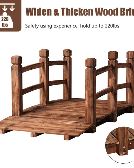 Giantex 5 Ft Wooden Garden Bridge, Stained Wood/Natural Wood  Garden Bridge