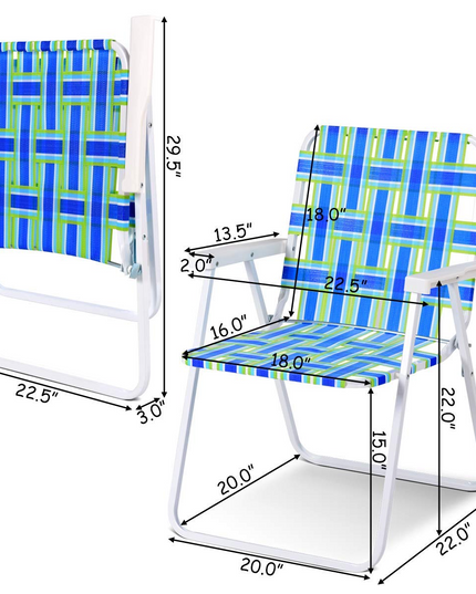 Giantex Folding Lawn Chairs Set of 6 Outdoor Portable Beach Chair W/Stable Steel Frame