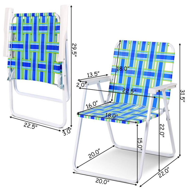 Giantex Folding Lawn Chairs Set of 6 Outdoor Portable Beach Chair W/Stable Steel Frame