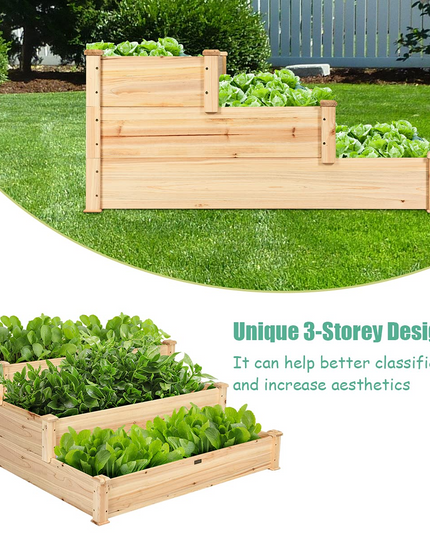 3 Tier Raised Garden Bed, 49'' x 49'' x 22"  (L x W x H)