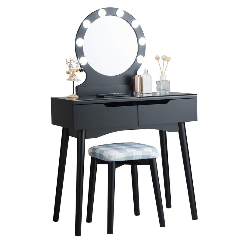 Vanity Table Set with 8 Light Bulbs and Touch Switch