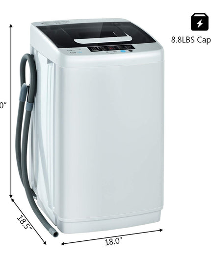 8.8lbs Washer and Dryer Combo, 1.04 cu.ft 10 Programs Built-in Drain Pump, Energy Saving Top Load Washer for Apartment Dorm - Giantexus