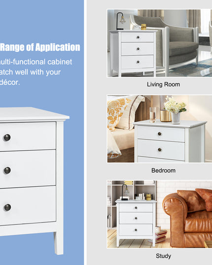 Giantex Nightstand with Drawers Solid Structure Side Table for Storage Bedroom