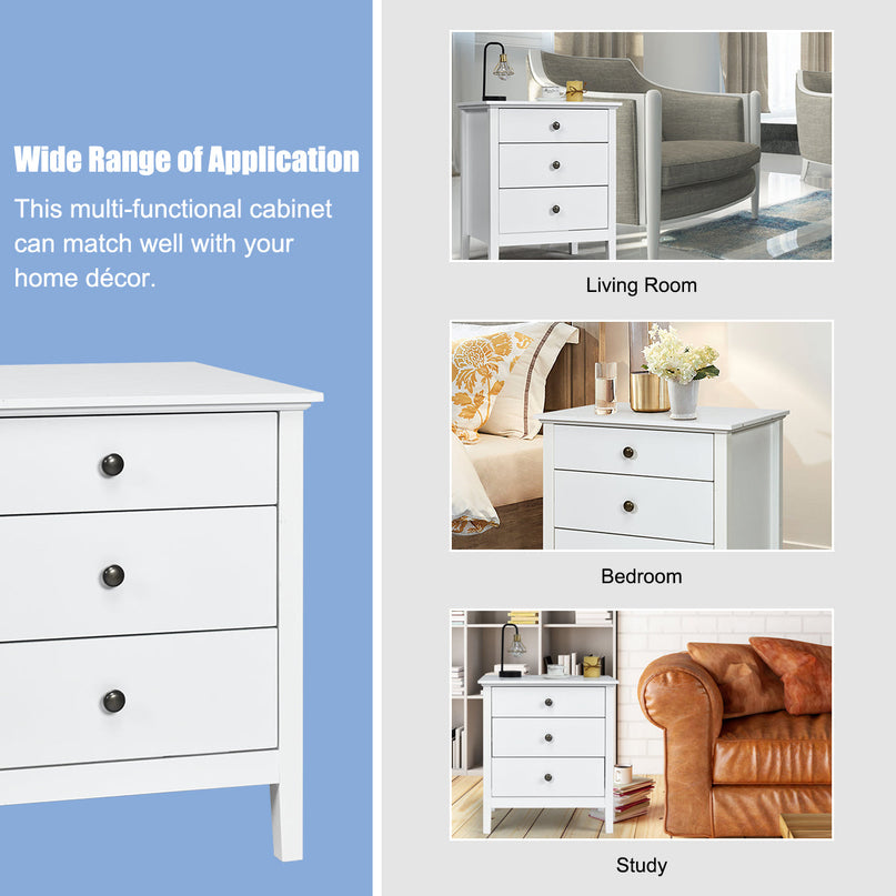 Giantex Nightstand with Drawers Solid Structure Side Table for Storage Bedroom