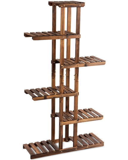 Giantex Flower Rack Wood Plant Stand 7 Wood Shelves 11 Pots