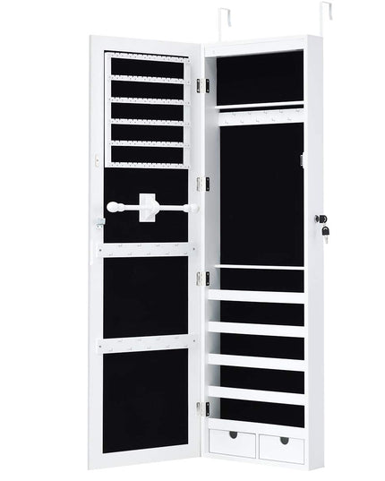 Wall Door Mount Jewelry Armoire Cabinet with 15 LED Lights - Giantex