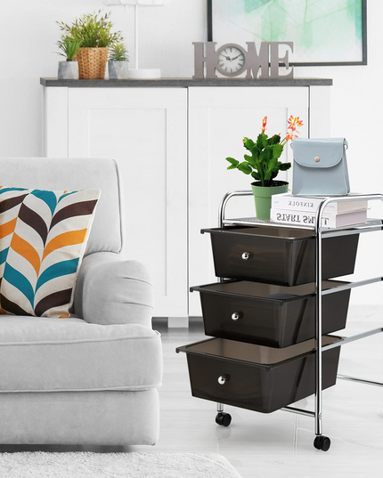 Giantex Rolling Cart with Drawers, Craft Organizer with Wheels, 3 Drawer Storage Container Bins