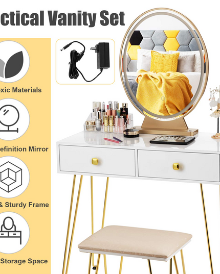 CHARMAID | Vanity Set with Lighted Mirror - Giantexus