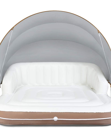 Giantex Canopy Island Inflatable Lounge, Floating Island Raft w/ High Backrest Armrest