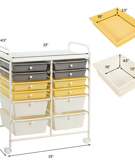Giantex 12 Drawer Rolling Storage Cart Tools Scrapbook Paper Office School Organizer
