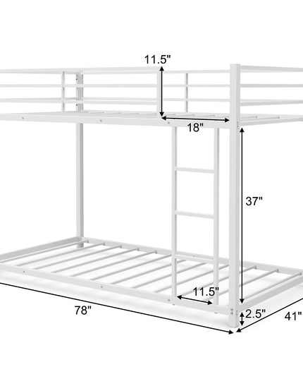 Classic Bunk Bed Frame with Safety Guard Rails & Side Ladder