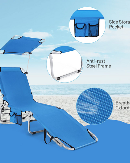 Giantex Portable Reclining Chair with 5 Adjustable Positions, Set of 2