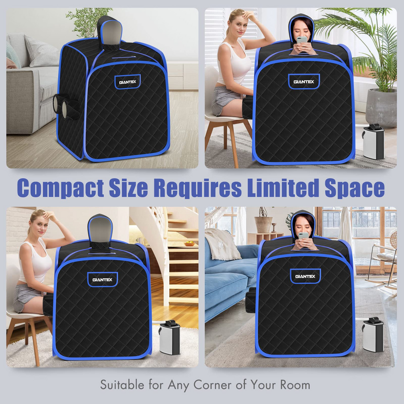 Giantex Portable Folding Sauna, 1 or 2 Person Steam Spa with Remote Control