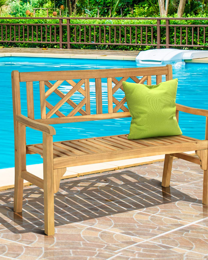 Giantex Patio Wooden Bench, 4 Ft Foldable Acacia Garden Bench (Teak)