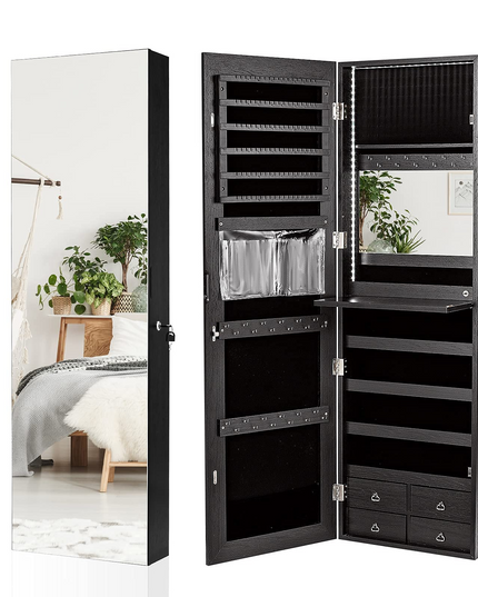 CHARMAID LED Strip Jewelry Armoire with 47.2" H Full Length Mirror