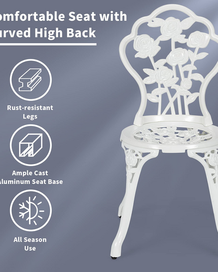 Giantex 3 Piece Bistro Set, Cast Aluminum Porch Furniture, Outdoor Patio Dining Table and Chairs with Umbrella Hole