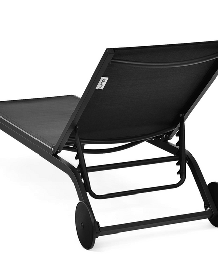 Giantex Lounge Chairs for Outside Patio Chaise Lounges Aluminum Recliner W/Adjustable 6 Backrest Positions and Wheels