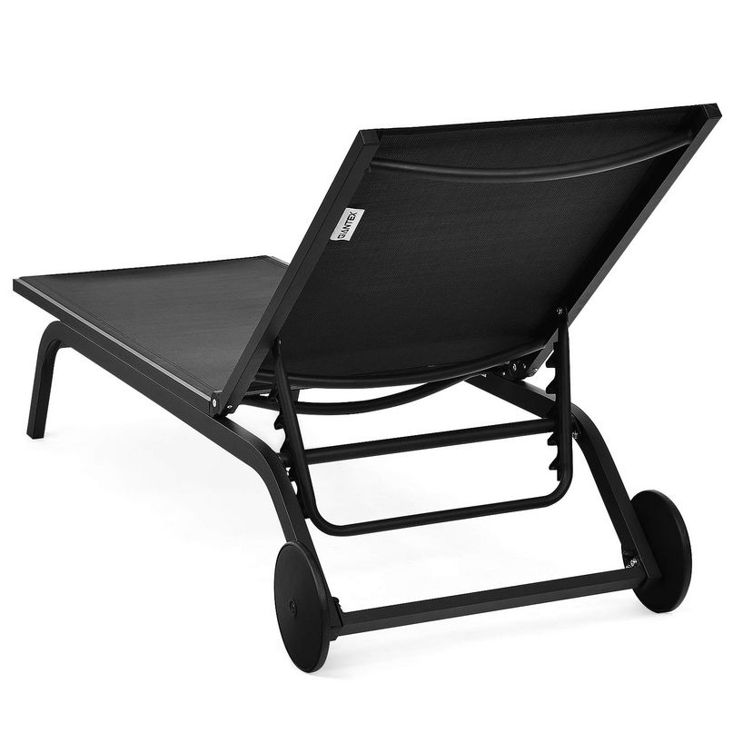 Giantex Lounge Chairs for Outside Patio Chaise Lounges Aluminum Recliner W/Adjustable 6 Backrest Positions and Wheels