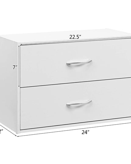 Giantex Dressers Stackable 2 Drawer Horiztonal Organizer W/Handles Dresser Tower, White
