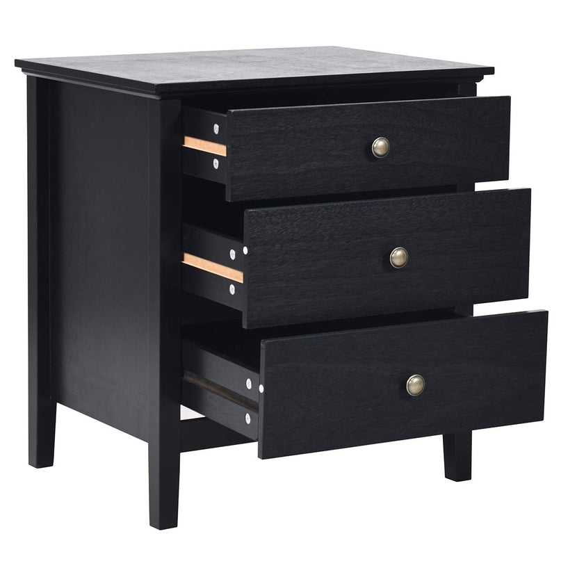 Giantex Nightstand with Drawers Solid Structure Side Table for Storage Bedroom